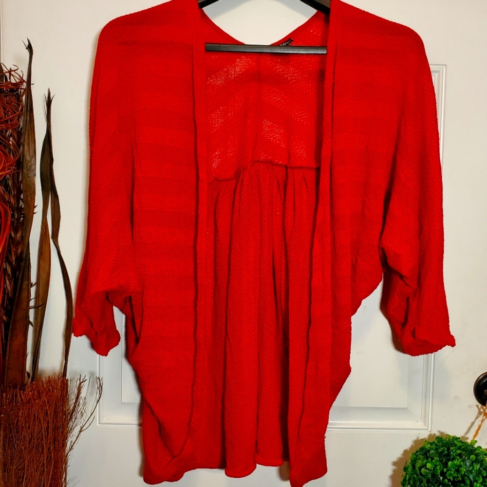 2X Womens Sweater Bolero Shawl Rust Ana Shrug Cardigan Knit Drape